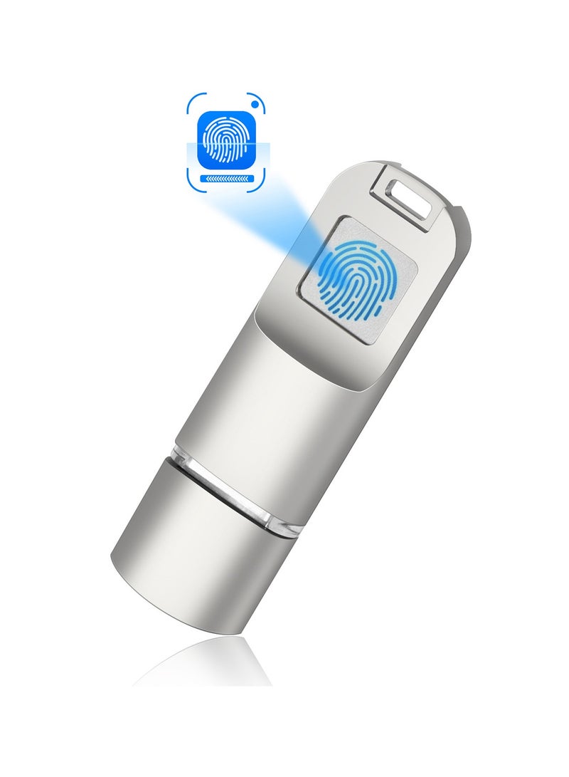 Encrypted Flash Drive, USB 3.0 Biometric Security Protection Thumb Drive, Compact And Portable Memory Stick Pen Zip Drive, Lightweight Large Capacity USB Drive, (1pc, Silver, 32GB) - Image 1
