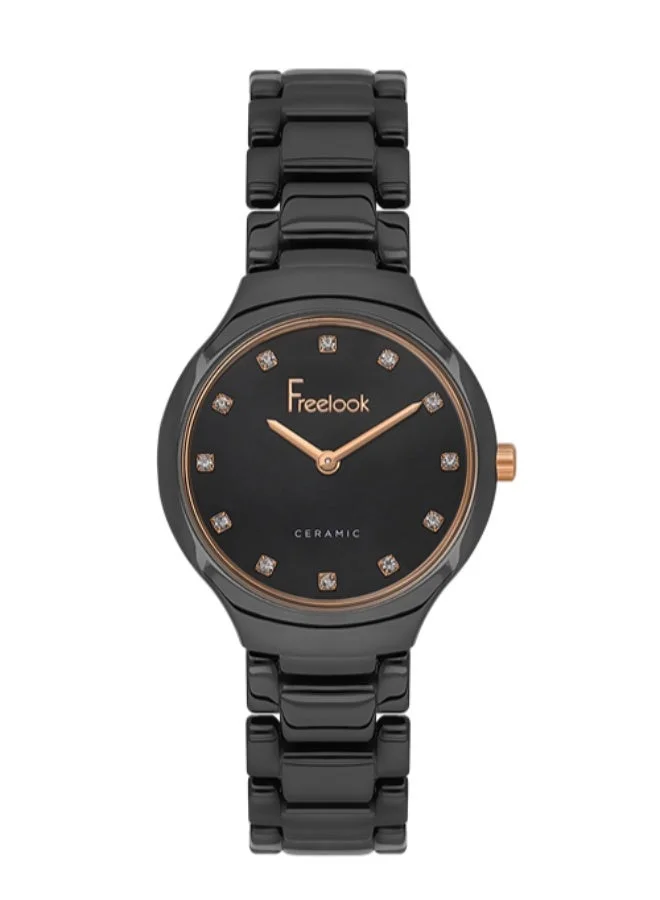 Freelook Paris Freelook - Charmant Women's Watch | Ceramic Case | Ceramic Band | Black & Round Dial | Analog | Quartz | Mineral Glass | Premium Luxury Watch | Ideal Gift | Water Resistant 30 Meters