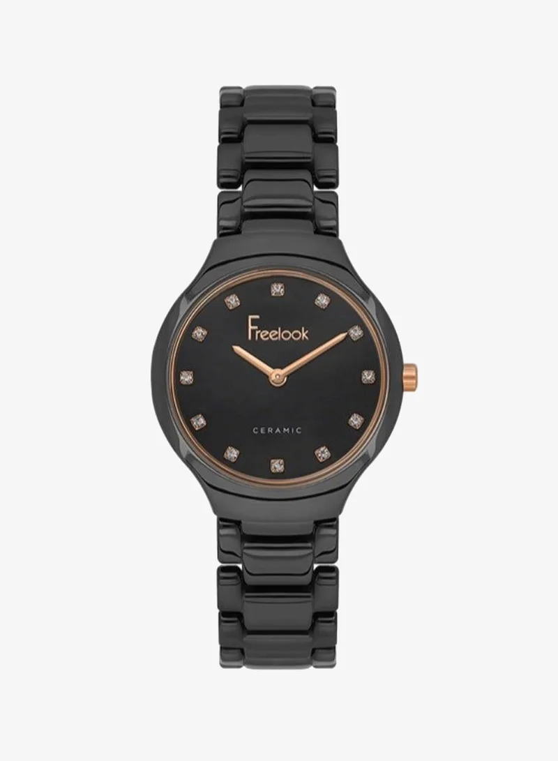 Freelook Paris Freelook - Charmant Women's Watch | Ceramic Case | Ceramic Band | Black & Round Dial | Analog | Quartz | Mineral Glass | Premium Luxury Watch | Ideal Gift | Water Resistant 30 Meters