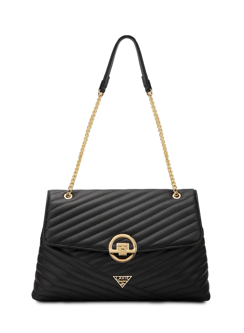 Signature Denver Woman's Quilted Large Flap  Satchel(BLACK)