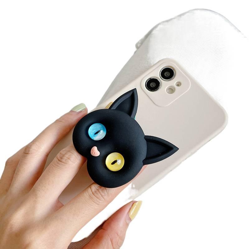 Phone Holder Silicone Cute Cat with Full Rotation for Fits Most Smartphones in Black for Family Use - Image 5