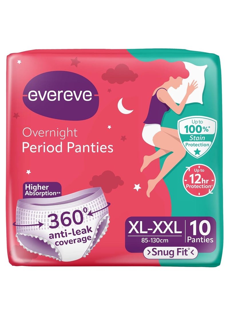 Evereve Period Panties Extra Large - (XXL) Double Extra Large (85-130cm) 10 Pieces | 360° Leak Proof | Sanitary Napkin, Maternity Pad, Postpartum Pad, Disposable Panty  | High Absorbency Upto 12 Hours Protection for Heavy Flow | Snug Fit - Image 1