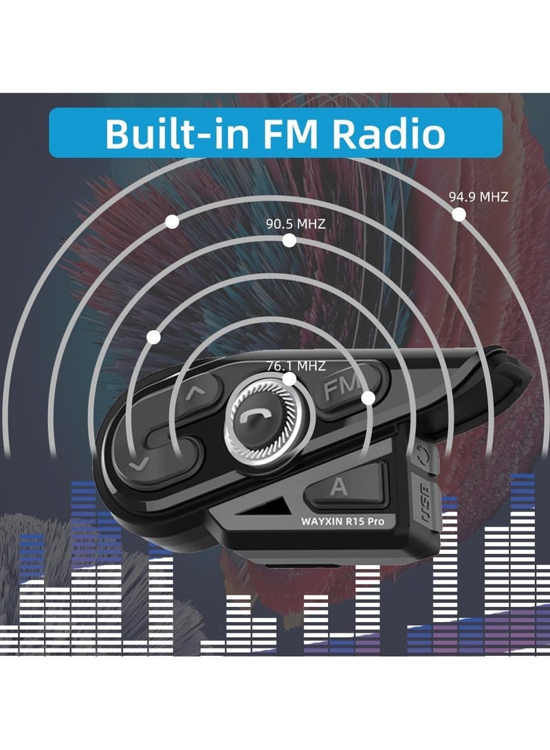 Captaintech Bluetooth Headset, 6 Riders Bluetooth Intercom1500M with Music Sharing, FM Radio, One -Click Pairing, IP67 Waterproof, Type-C Charge, Noise Cancellation, Fit for Snowmobile  - Image 4