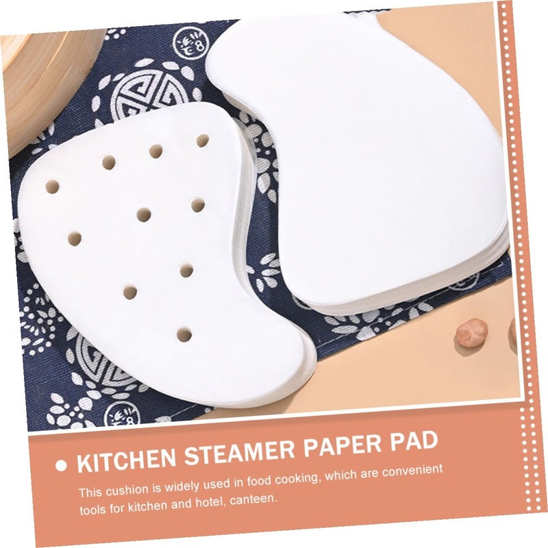 500 Pieces Perforated Steamer Paper Liners Nonstick Kitchen Steamer Pads Anti-skid Bun Steaming Paper and Cooking - Image 3