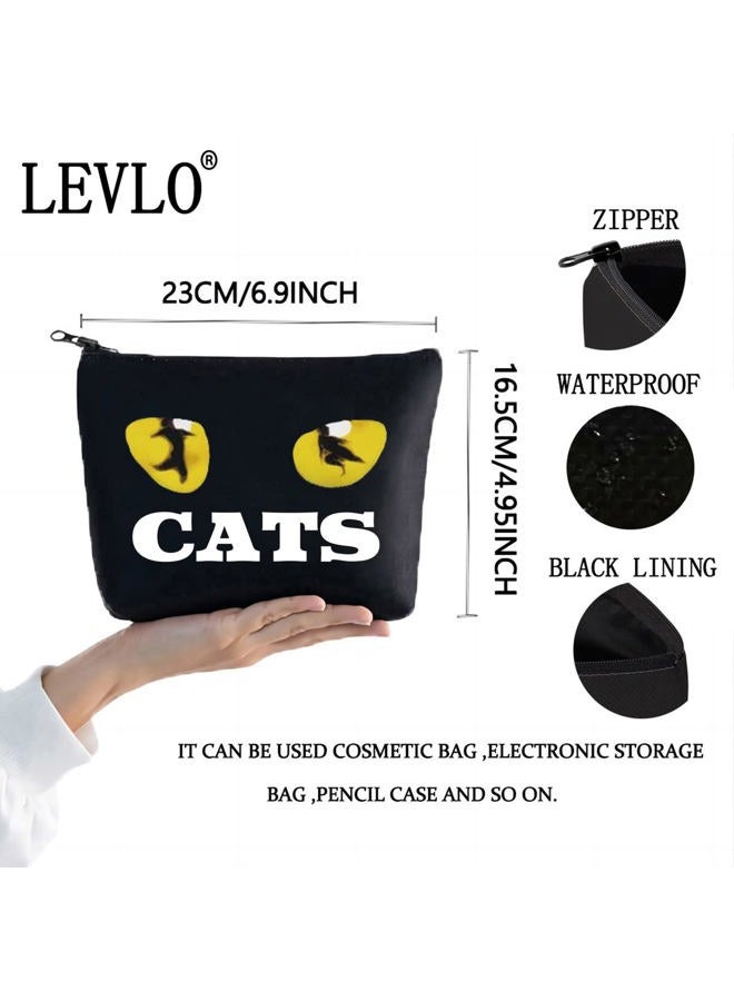 LEVLO Broadway Cat Cosmetic Make Up Bag Musical Theatre Fans Gift Cat Makeup Zipper Pouch Bag For Friend Family, Cat, Cosmetic Bag - Image 2