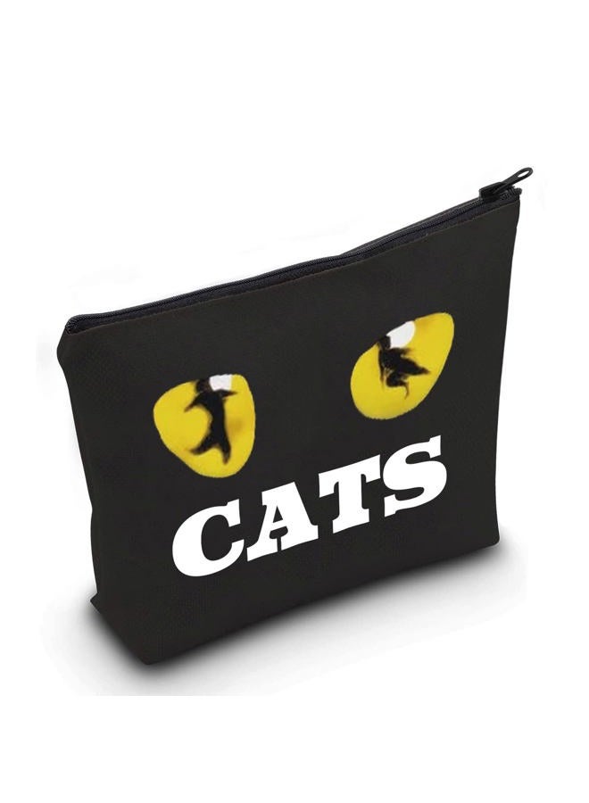 LEVLO Broadway Cat Cosmetic Make Up Bag Musical Theatre Fans Gift Cat Makeup Zipper Pouch Bag For Friend Family, Cat, Cosmetic Bag - Image 1