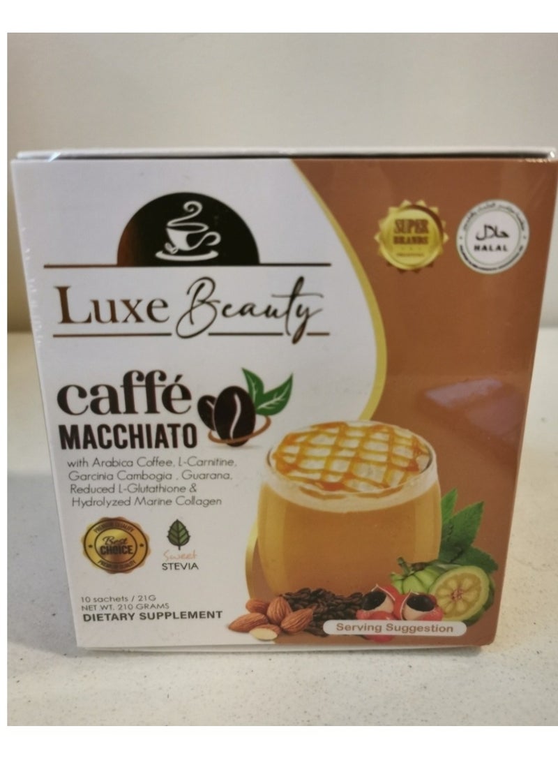 Luxe Beauty Caffe Macchiato with Hydrolyzed Marine Collagen 10 Sachets 