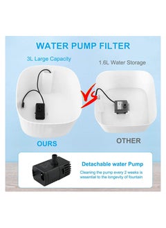 HOCC Pet Water Fountain, 3L/ 106oz Automatic Pet Water Fountain with LED Light  - Image 4