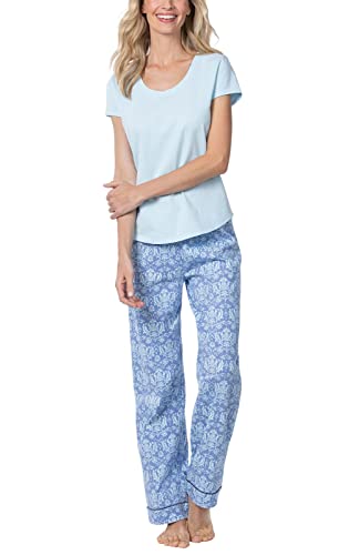 PajamaGram Pajamas For Women Women Pajama Set Blue Damask MD