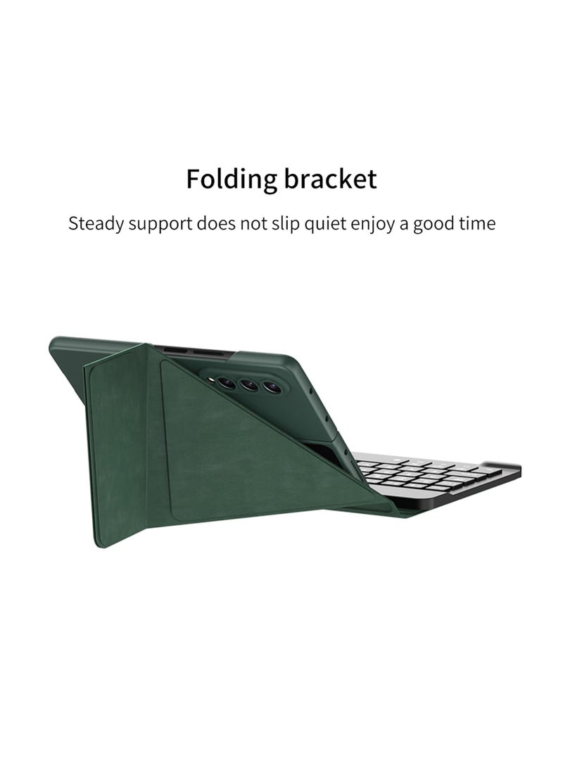 2+1, Bluetooth Keyboard Case for Samsung Galaxy Z Fold 5/ Z Fold 4 / Fold 3 with Bluetooth Keyboard and Pen, Leather Portable Travel Foldable Keyboard Case with Pen Slot (Fold 5/Fold 4/Fold 3, Black) - Image 5