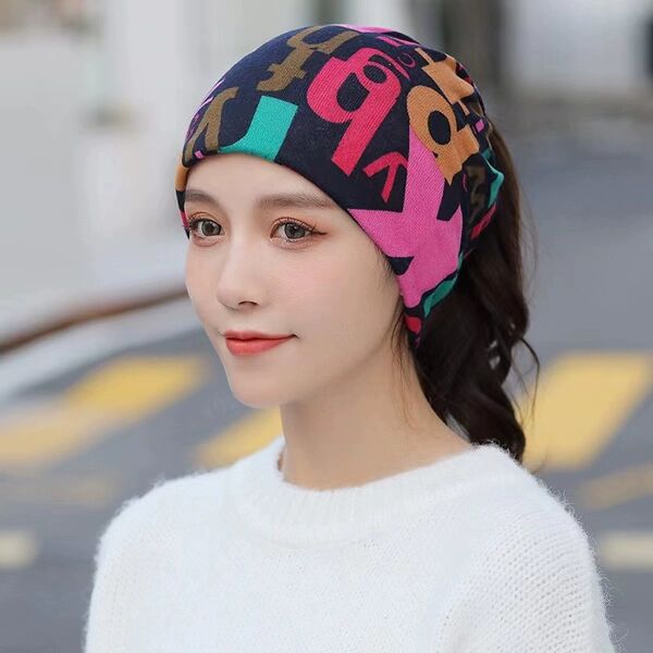 Versatile Autumn Winter Twist Scarf Cap Colored letters no. 18 
