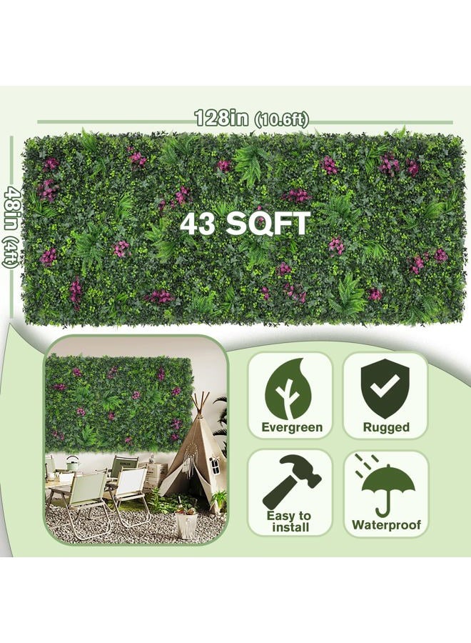 DOPGIB Greenery Grass Wall Boxwood Plant Roll: 48"x128"(43 SQFT) with UV Resistant Green Leaves Faux for Interior Wall, Greenery Backdrop,Garden and Indoor Outdoor Wall Panel Covering Privacy - Image 2