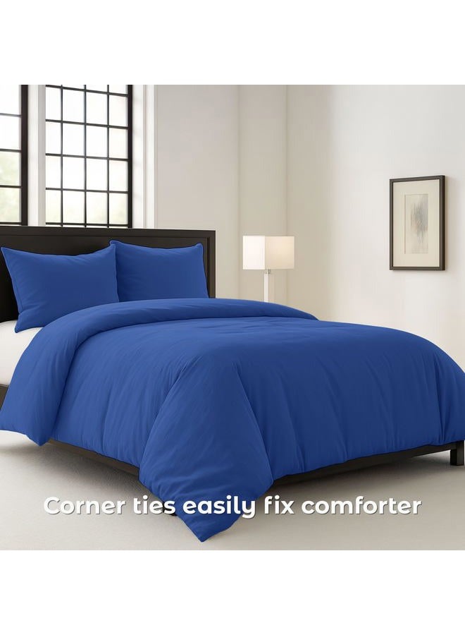 Pure Bedding Duvet Cover King Size - 3 Pieces Extra Soft Bedding Set, Includes 1 Duvet Cover 104x90 Inches with Zipper Closure & 2 Pillow Shams, Comforter Not Included, Navy - Image 2
