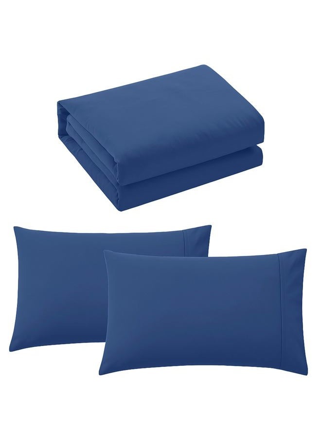 Pure Bedding Duvet Cover King Size - 3 Pieces Extra Soft Bedding Set, Includes 1 Duvet Cover 104x90 Inches with Zipper Closure & 2 Pillow Shams, Comforter Not Included, Navy - Image 4