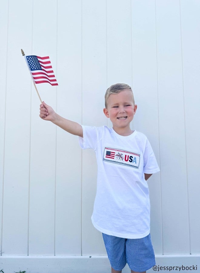 Mud Pie Children's Flag Smocked Tee Short Set; 4T-5T - Image 2