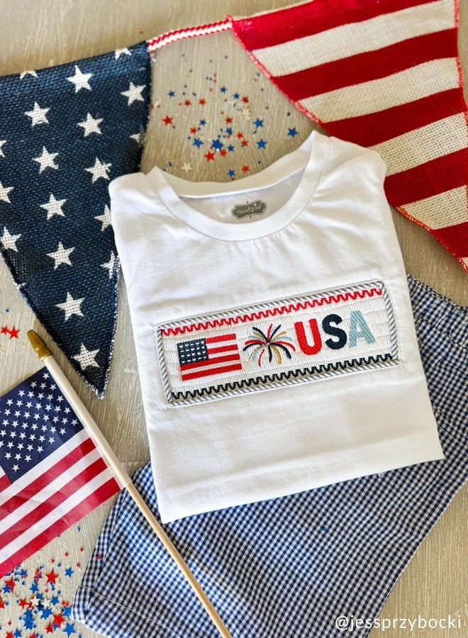 Mud Pie Children's Flag Smocked Tee Short Set; 4T-5T - Image 3