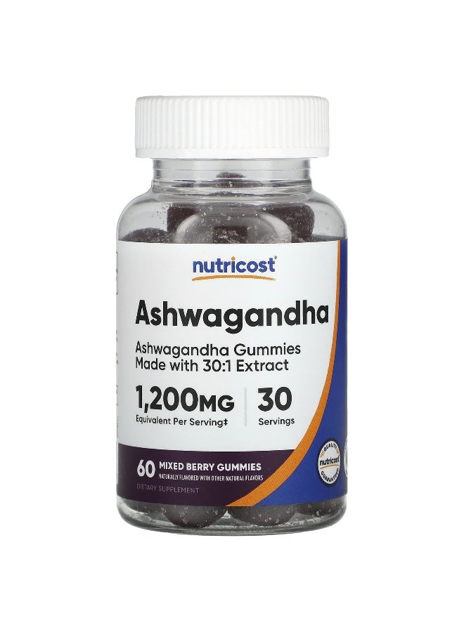 نوتريكوست، حلوى أشواغاندا، توت مختلط، 1,200 ملغ، 60 حبة حلوى (600 ملغ لكل حبة حلوى)