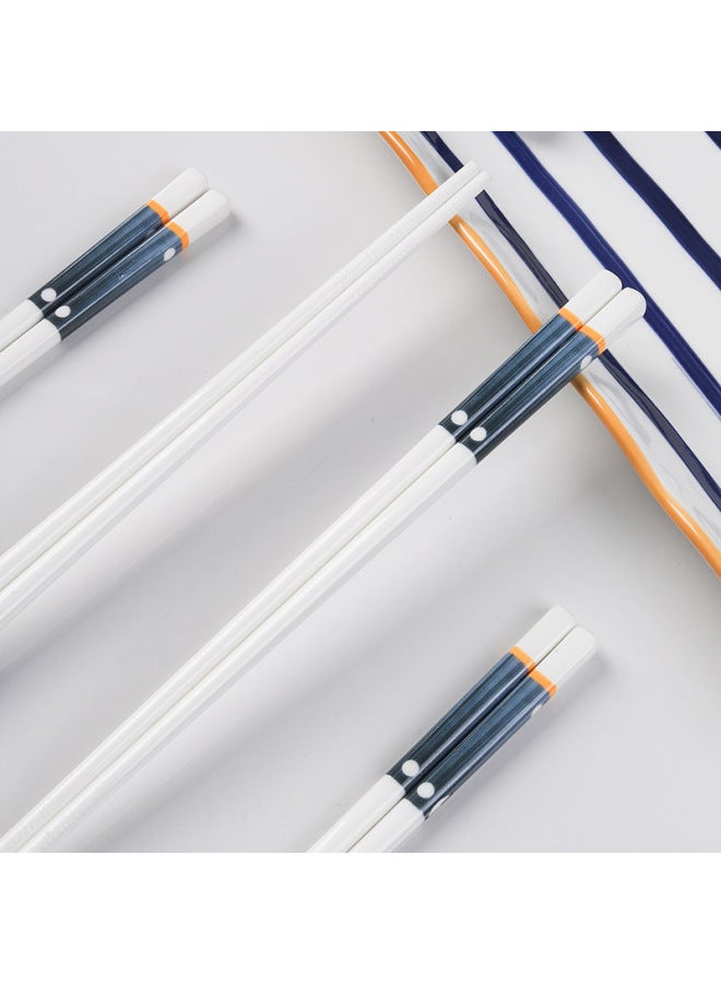Japanese Series Ceramic Chopsticks Blue And White Chopsticks Not Deformed Not Easy To Moldy High Temperature Sterilization Household Chopsticks 10-Color:Net Red Blue And White-Wind Wheel - Image 3