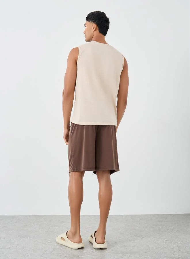 Styli Styli Minimal Print Tank Top and Shorts Set