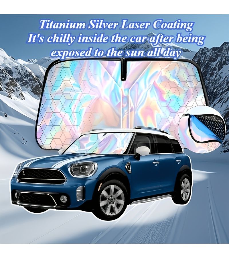 Four Layer Titanium Silver Laser Coating Sunshade Foldable Windshield Cover for Mini Cooper Countryman - Image 1