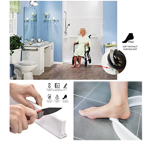 Ynotus 3" High Shower Water Splash Guard 78 Inch Collapsible Shower Threshold Water Dam Barrier Shower Dam Water Stopper To Keep Water In Shower Splash Guard For Walk In Shower Water Guard (6.5Ft） - Image 5