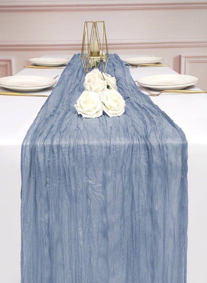 REWOMC 12 Pack Dusty Blue Cheesecloth Table Runner 20x120 Inch 10FT Boho Gauze Rustic Gauze Cheese Cloth Table Runners for Wedding Party Baby Shower Birthday Banquet Spring Decor - Image 5