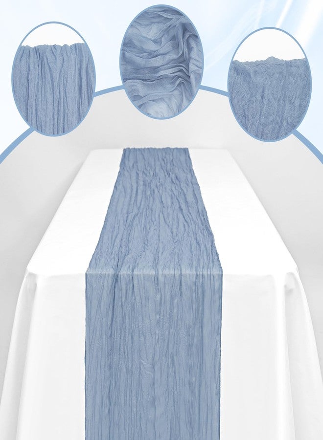REWOMC 12 Pack Dusty Blue Cheesecloth Table Runner 20x120 Inch 10FT Boho Gauze Rustic Gauze Cheese Cloth Table Runners for Wedding Party Baby Shower Birthday Banquet Spring Decor - Image 3