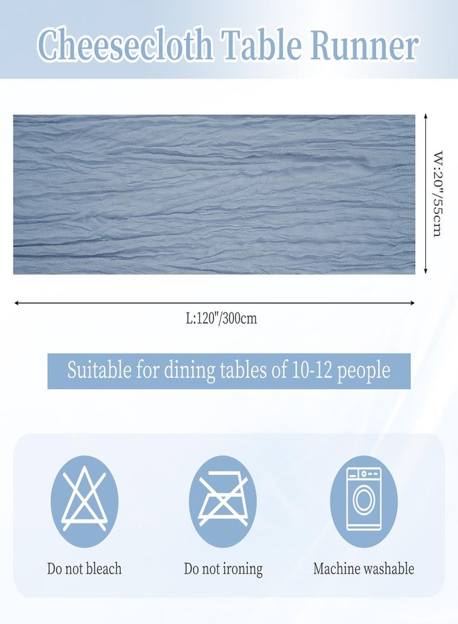 REWOMC 12 Pack Dusty Blue Cheesecloth Table Runner 20x120 Inch 10FT Boho Gauze Rustic Gauze Cheese Cloth Table Runners for Wedding Party Baby Shower Birthday Banquet Spring Decor - Image 2