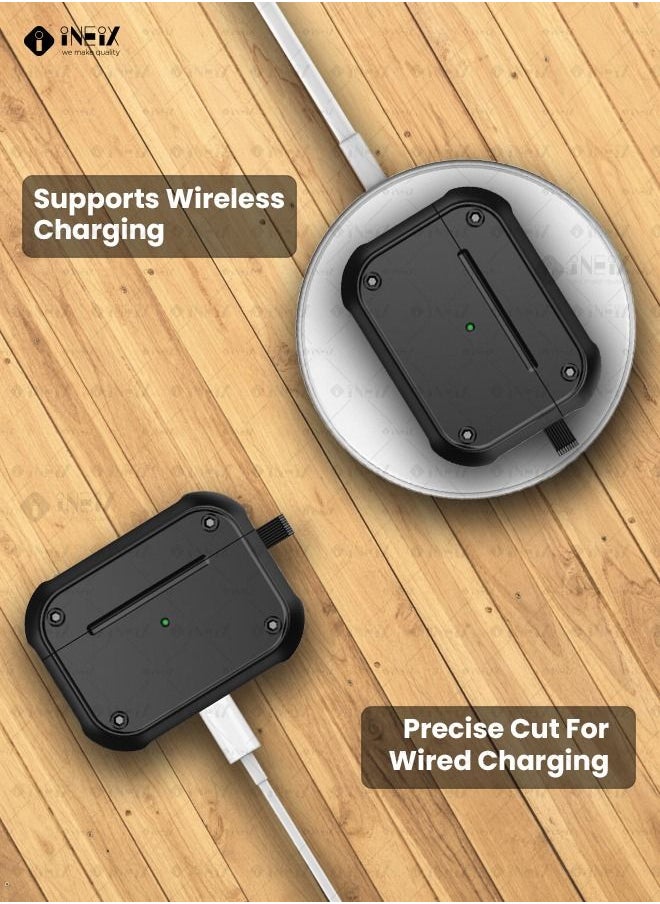 INEIX - Luxury Design Shockproof Case for Apple AirPod Pro 2- 2022-Black - Image 1
