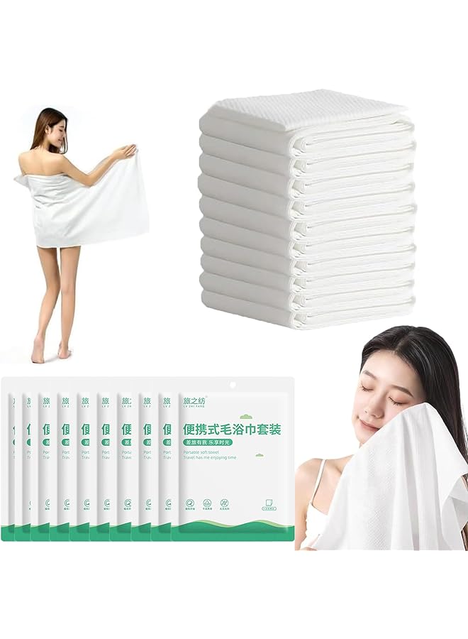 The Bros 10-Pack Disposable Bath Towels | Thick Cotton, 70x140cm | Soft, Hygienic Travel Towel Set for Hotel, Salon, Beach, Gym, Spa, Sauna, Swimming, Camping, Bathroom & Daily Use - Image 1