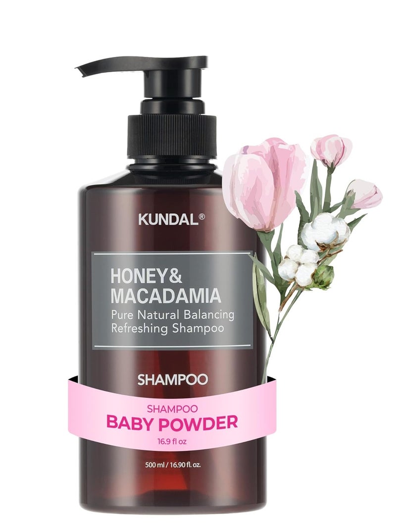 Kundal Honey and Macadamia Pure Natural Balancing Refreshing Shampoo 500 ml, Baby Powder - Image 1