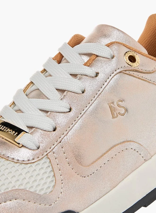 ELLE Women's Panelled Sneakers with Lace-Up Closure