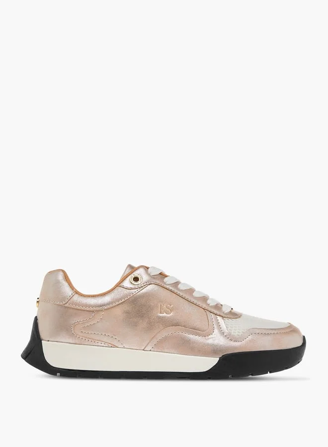 ELLE Women's Panelled Sneakers with Lace-Up Closure