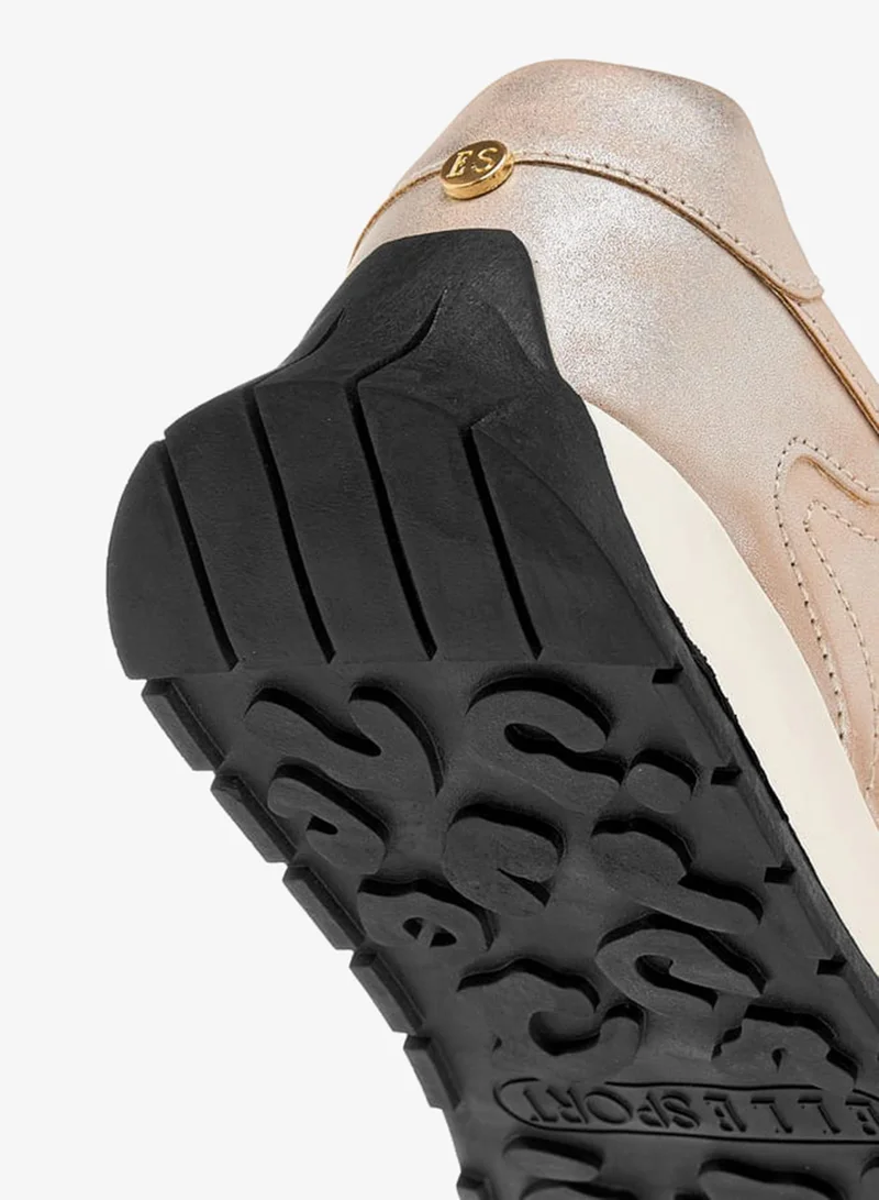 ELLE GOLD Women's Panelled Sneakers with Lace-Up Closure for Women | Best Price UAE