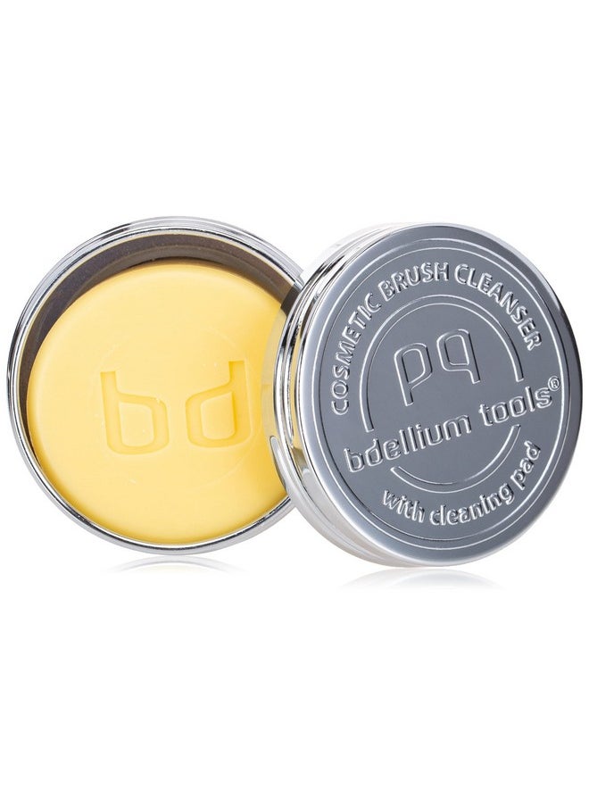 بديليوم تولز منظف فرش التجميل من Bdellium Tools (صابون فرشاة صلب) مع وسادة تنظيف - برائحة الليمون الحمضي (أصفر) 