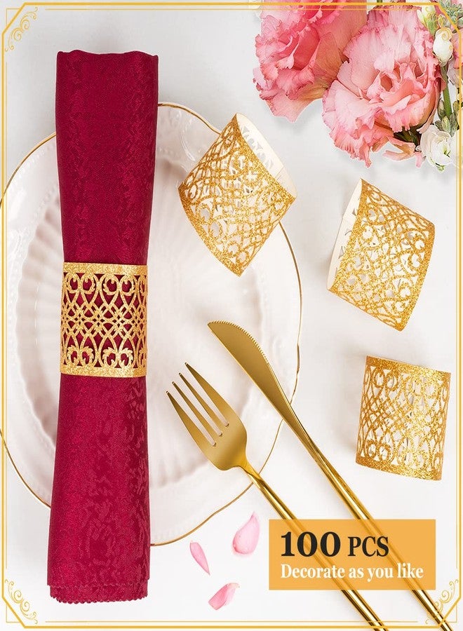 NPKRRSK 100 Pcs Napkin Rings Sparkling Paper Napkin Holder Disposable Napkin Bands Napkin Holder for Wedding Party Dinner Table Decor（Gold） - Image 5