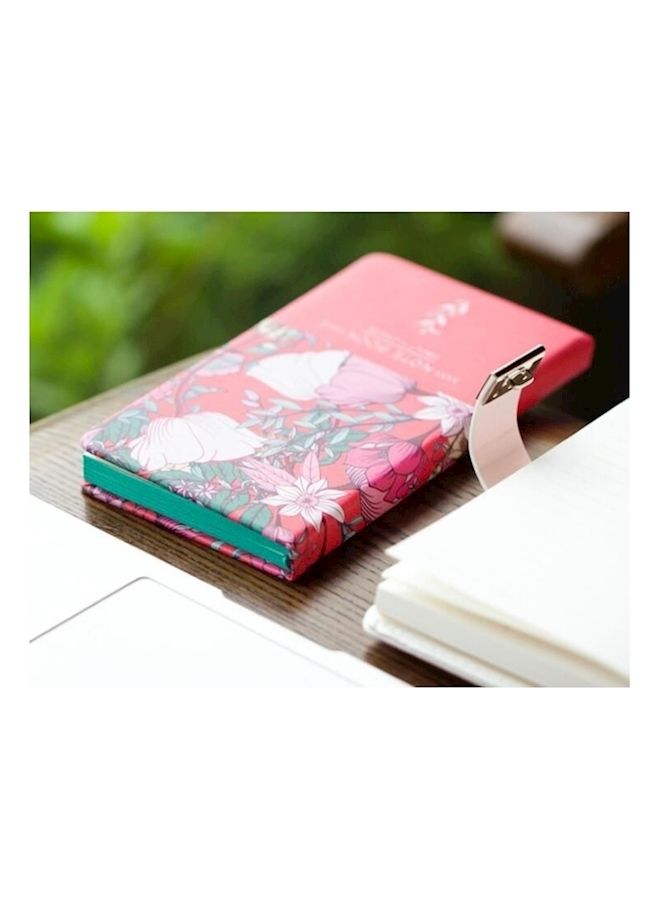 NIBEMINENT Pu Leather Floral Print Notebook Pink - Image 2