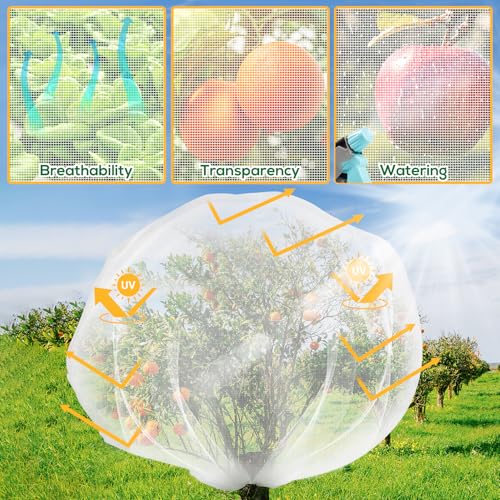 ZYP Fruit Tree Netting with Drawstring, 7 x 6ft Ultra-Fine Mesh Garden Insect & Bird Protection Cover, Breathable Reusable Tree Netting for Citrus, Apple, Peach & Shrubs - Image 5