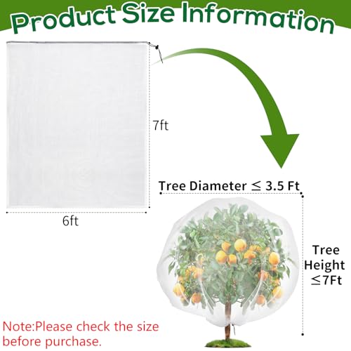 ZYP Fruit Tree Netting with Drawstring, 7 x 6ft Ultra-Fine Mesh Garden Insect & Bird Protection Cover, Breathable Reusable Tree Netting for Citrus, Apple, Peach & Shrubs - Image 2