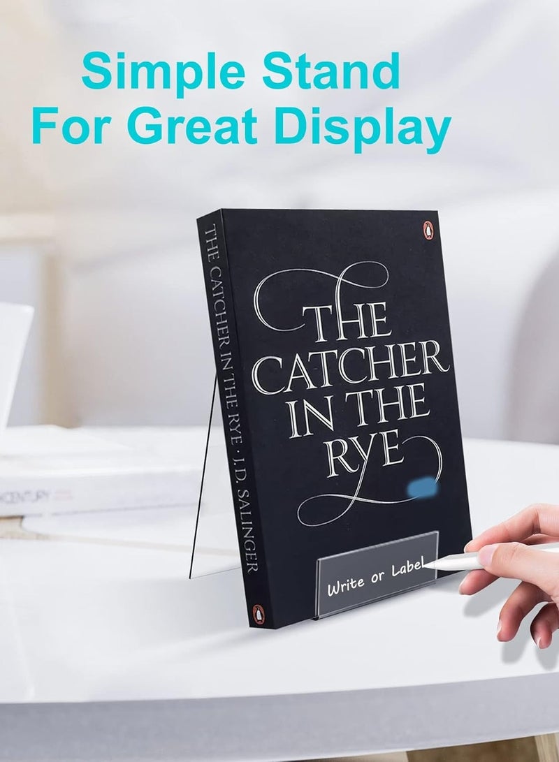 TPGP Acrylic Book Stand with Ledge, 6PC 4 Inch Clear Acrylic Display Easel Transparent Display Stand Holder Tablet Holder for Displaying Books, Magazine, Plate, Pictures, Artworks, CDs - Image 4