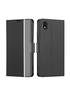 Generic Case Cover For Samsung Galaxy M01 Core Twill Texture Side Button Leather Phone Case Black 