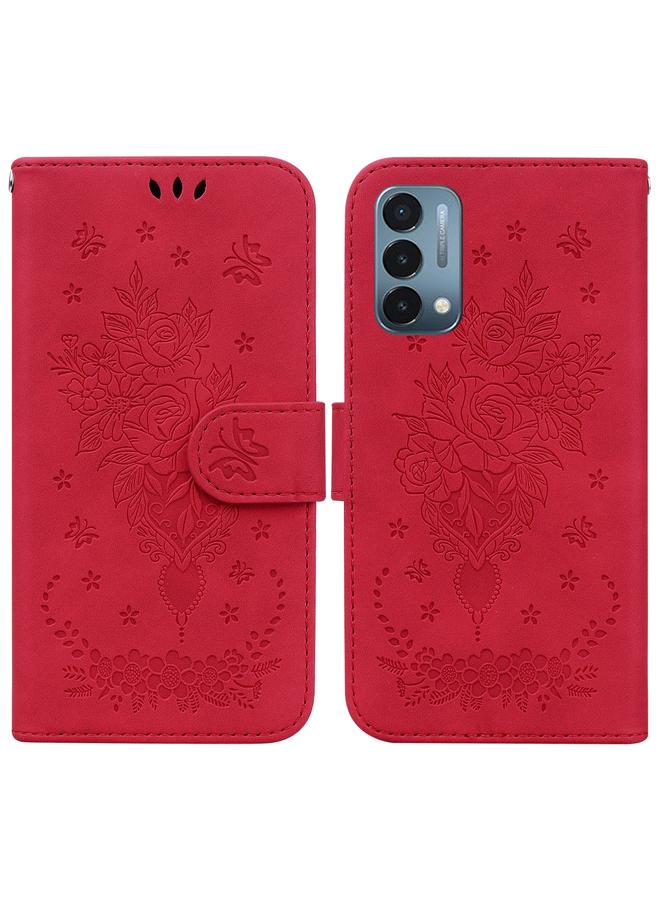 S-TOP Case For OnePlus Nord N200 5G Butterfly Rose Embossed Leather Phone Case - Image 1