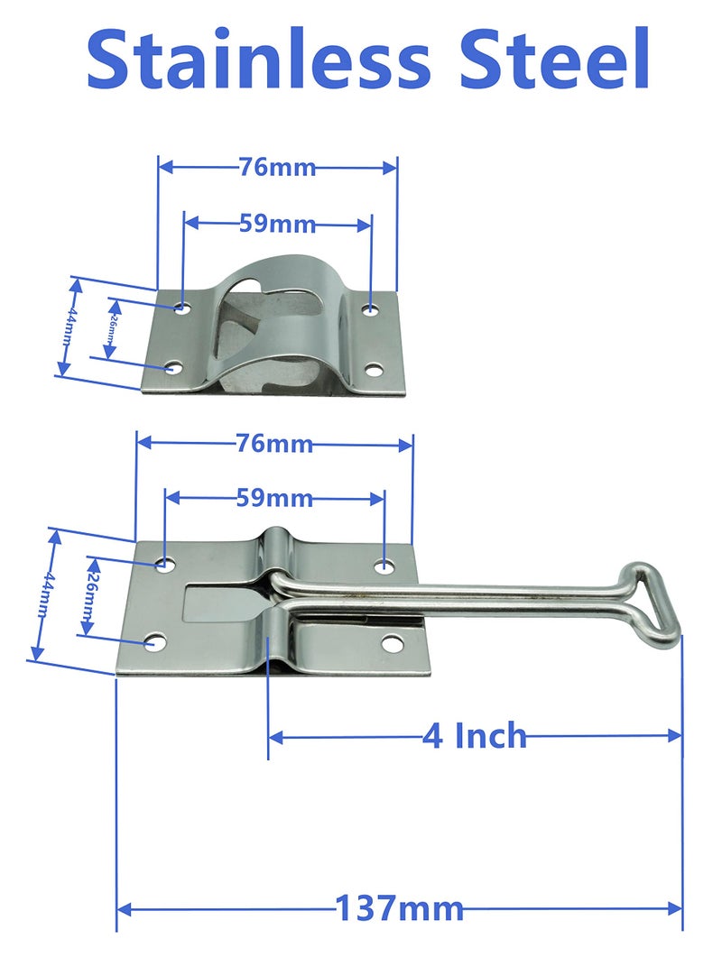 Dsnaduo Polished STAINLESS STEEL 4 Inches T Style Entry Door Latch Hardware, Catch Holder for RV Camper Trailer Cargo (1 Pack) - Image 2