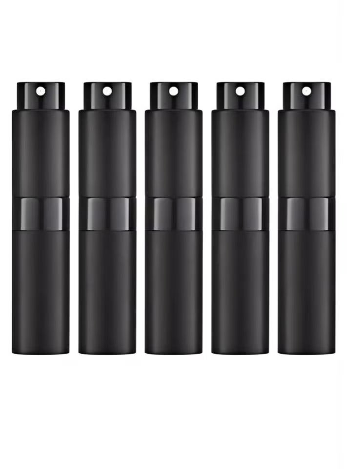 دبليو أيه أو كي أن زجاجة كولونيا السفر ، 5 قطع 8 مل رذاذ عطر السفر قابل لإعادة التعبئة ، زجاجة رذاذ كولونيا صغيرة فارغة ، بخاخ صغير بعد الحلاقة لموزع السوائل (أسود) - Image 1
