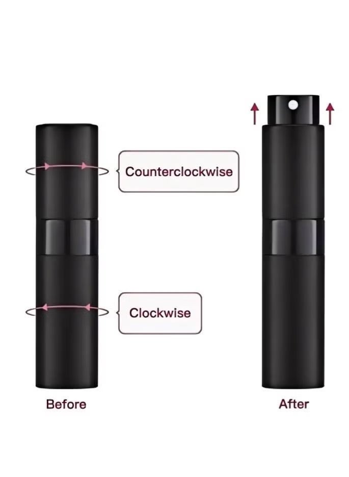دبليو أيه أو كي أن زجاجة كولونيا السفر ، 5 قطع 8 مل رذاذ عطر السفر قابل لإعادة التعبئة ، زجاجة رذاذ كولونيا صغيرة فارغة ، بخاخ صغير بعد الحلاقة لموزع السوائل (أسود) - Image 2