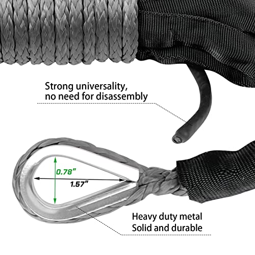 STEGODON 1/4’’ x 50ft Synthetic Winch Rope 10,000lbs Winch Line Cable with Black Protecting Sleeve for ATV UTV Boat Ramsey Synthetic Winch Rope(Gray) - Image 5