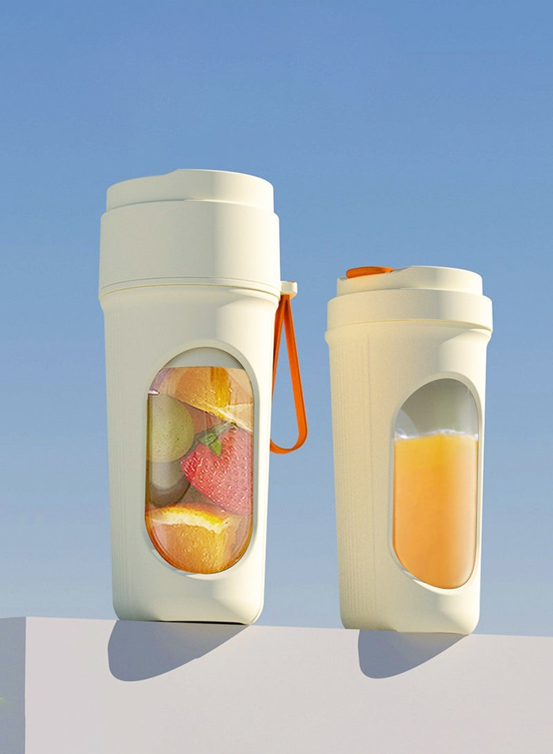 Portable Blender,Portable Juicer Cup 2-in-1, 450ml High-Capacity Fruit & Vegetable Blender Bottle with Dual Lids (Blending Lid + Drinking Lid), Type-C Charging, Compact Smoothie Maker for Travel, Sports & Outdoor Use - Image 1