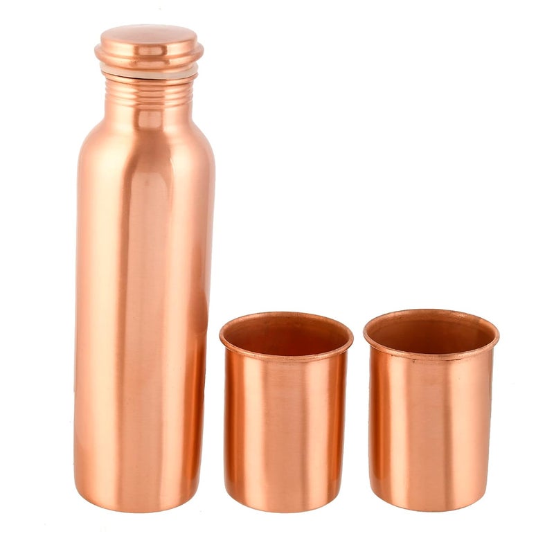 Artrust زجاجة ماء نحاسية 100% من أرتراست مع مجموعة 2 كأس | زجاجة ماء نحاسية بتشطيب مطفي مع مجموعة 2 كأس حجم الزجاجة 1000 مل حجم الكأس 320 مل - Image 4