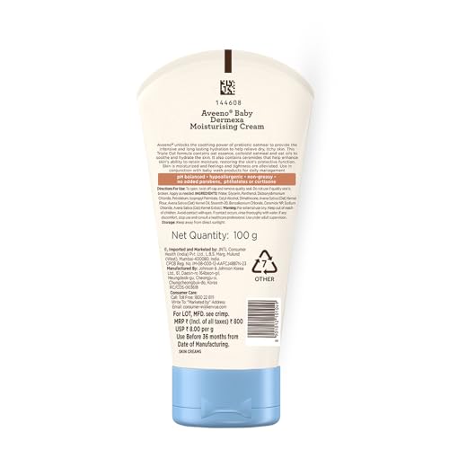 Aveeno Baby Dermexa Moisturising Cream 100G With Triple Oat Complex And Ceramides To Soothe And Relieve Dry, Itchy, Sensitive Skin|Us Pediatrician Recommended|No Added Fragrance, Cortisone Or Dyes - Image 2