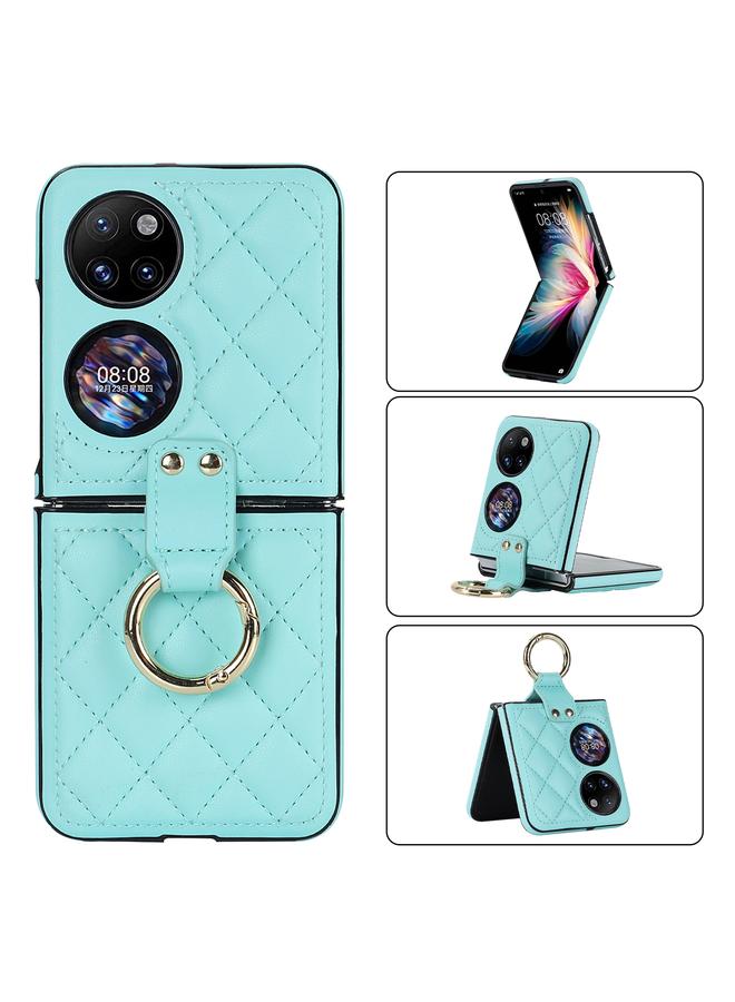S-TOP Case For Huawei P50 Pocket Rhombic Microfiber Folding Phone Case with Ring - Image 1
